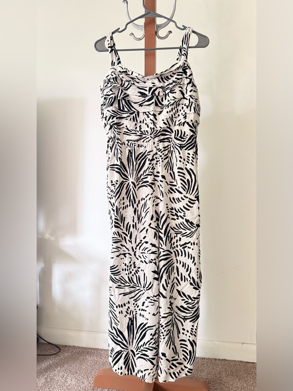 Luxology Black and White Floral-Print Jumpsuit